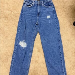 Fashion Nova Distressed Blue Straight Leg Jeans